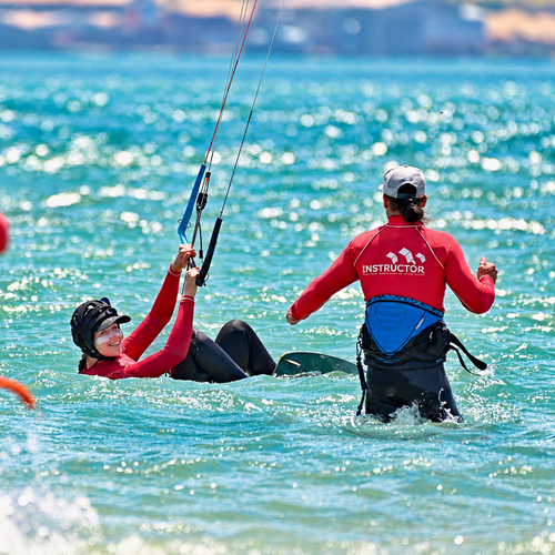 Advanced kitesurfing coaching with instructor on Langebaan lagoon